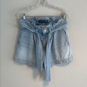 Veronica M Light Blue Tie-Waist Shorts